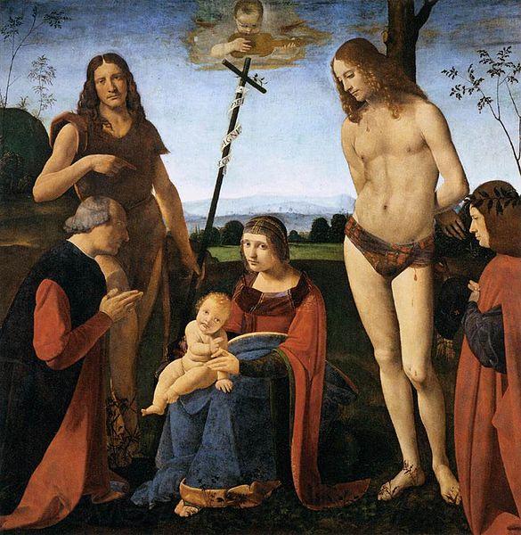 Giovanni Antonio Boltraffio Virgin and Child with Sts John the Baptist and Sebastian
